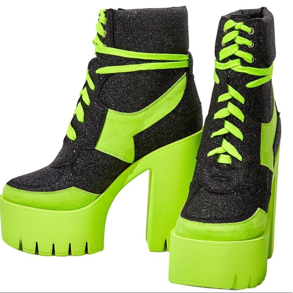 Black multi glitter lime heeled bootie - Picture 5 of 6